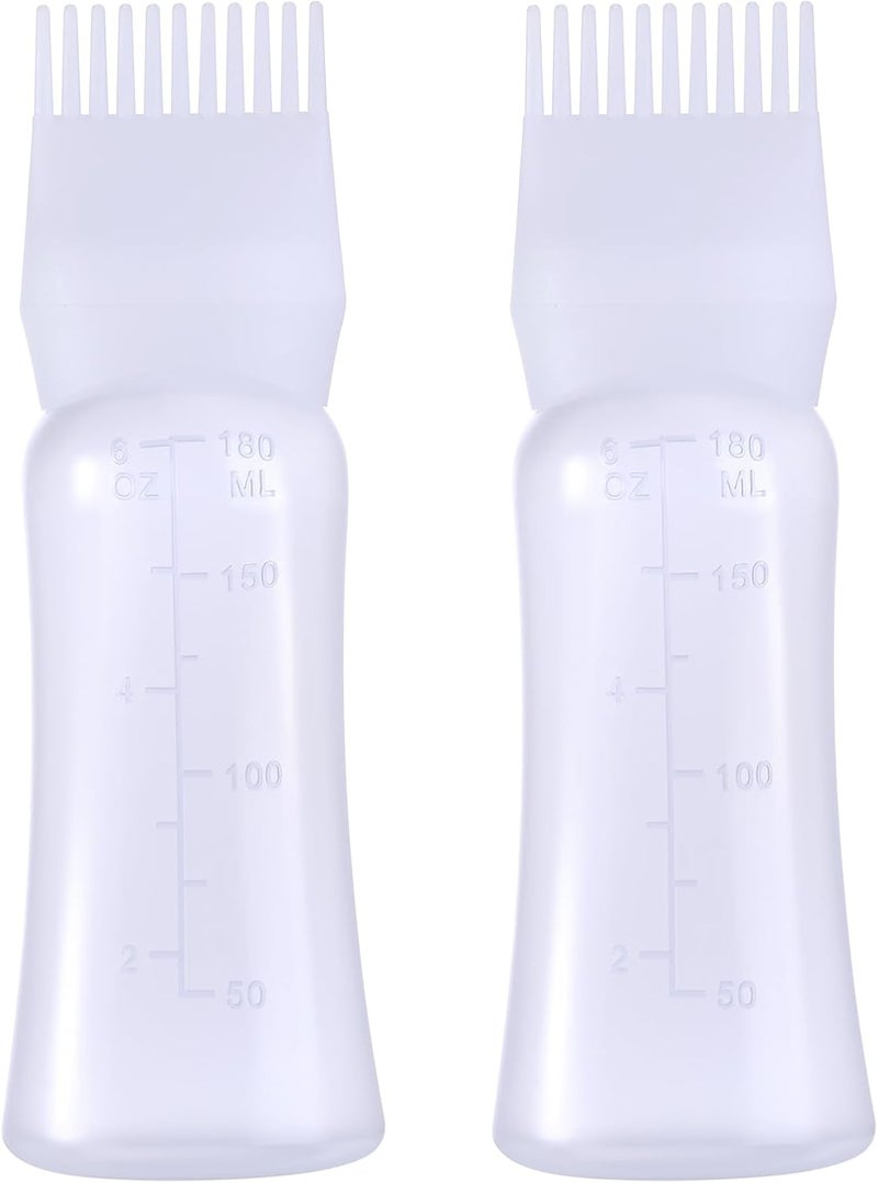 Dymoece Root Comb Applicator Bottle 6 Ounce Hair Oil Applicator for Hair Dye, Hair Oiler Comb Bottle with Graduated Scale - Image 1